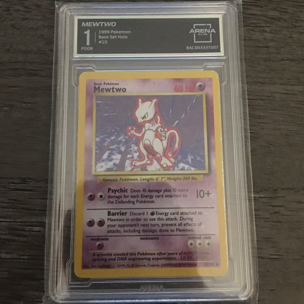 Pokémon Mewtwo 1999 Base Set Holo Graded Card - Arena Club Graded as a  1